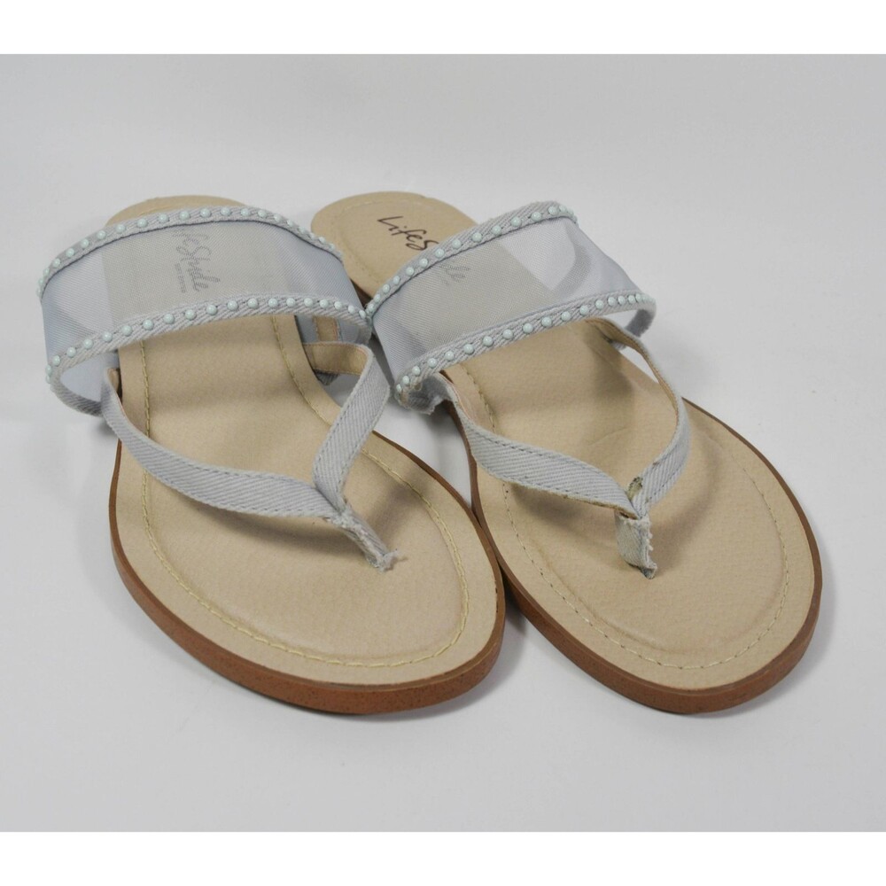 LifeStride Soft System Mesh Radiant Thong Flip Flops Sandals Gray